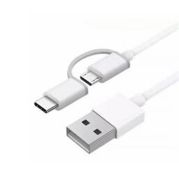 Cable USB 2 en 1 Micro Usb o Tipo C 1M Blanco